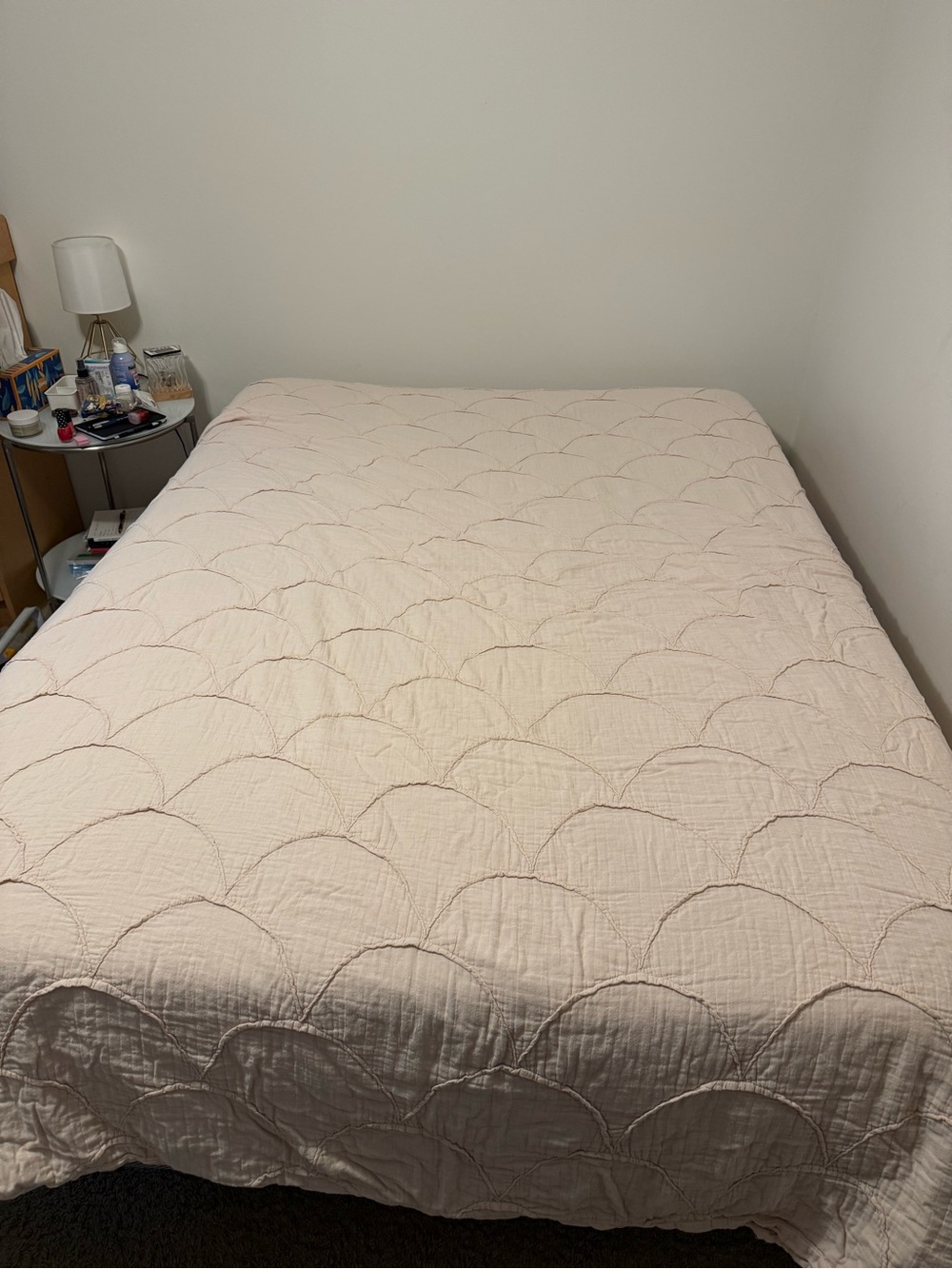 Soft Quilted Bedspread - Light Blush Pink